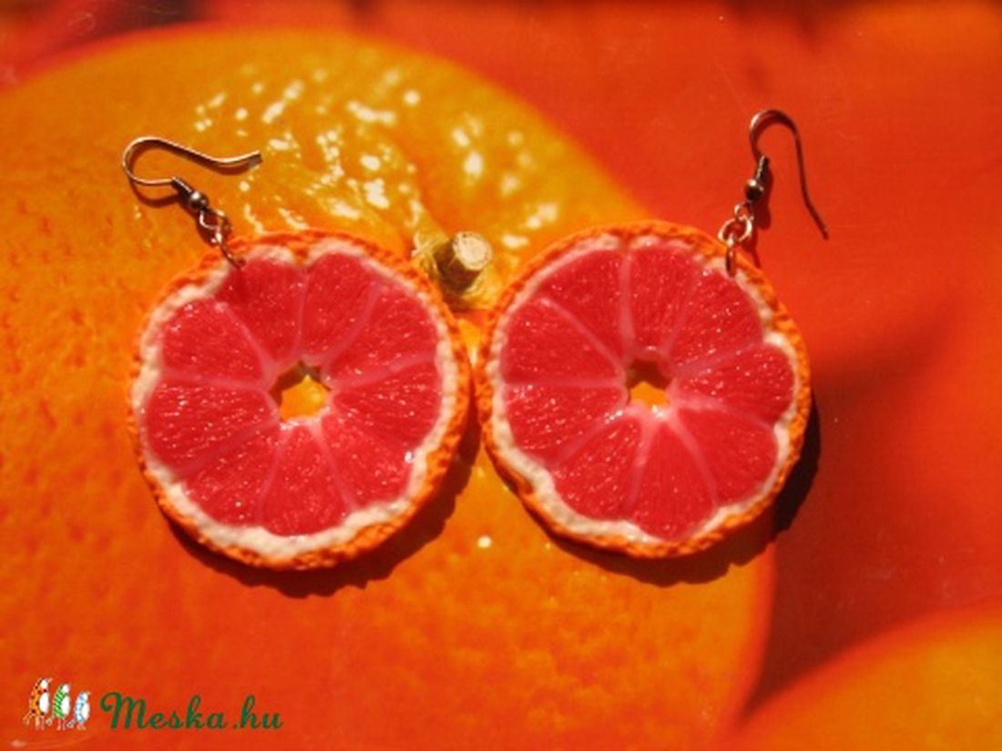 Pink grapefruit  fülbevaló -  - Meska.hu