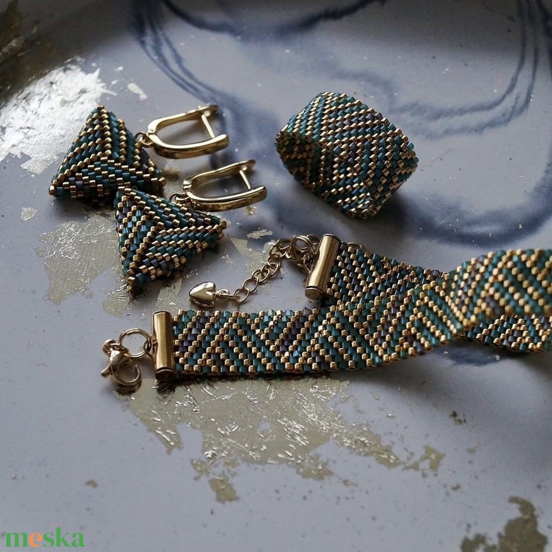 Kézzel készült Miyuki gyöngy szett - ékszer - karkötő - széles karkötő - Meska.hu