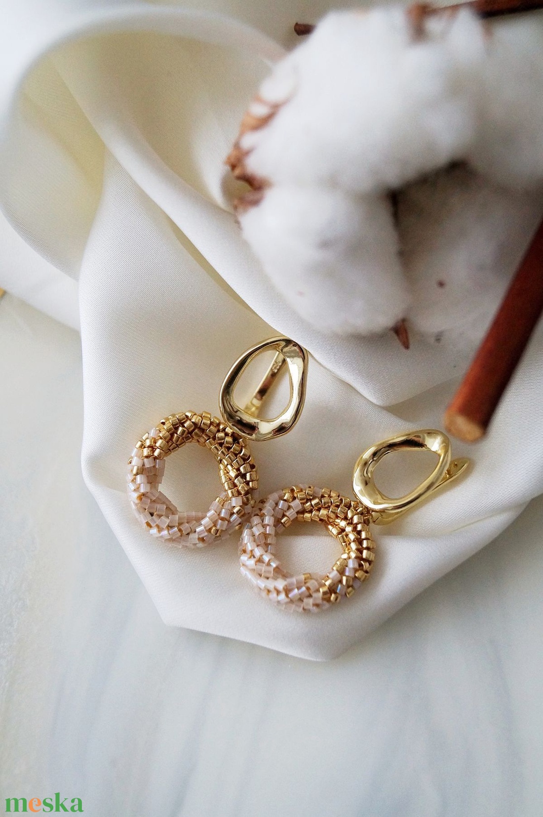 Miyuki gyöngy fülbevaló - ékszer - fülbevaló - karika fülbevaló - Meska.hu