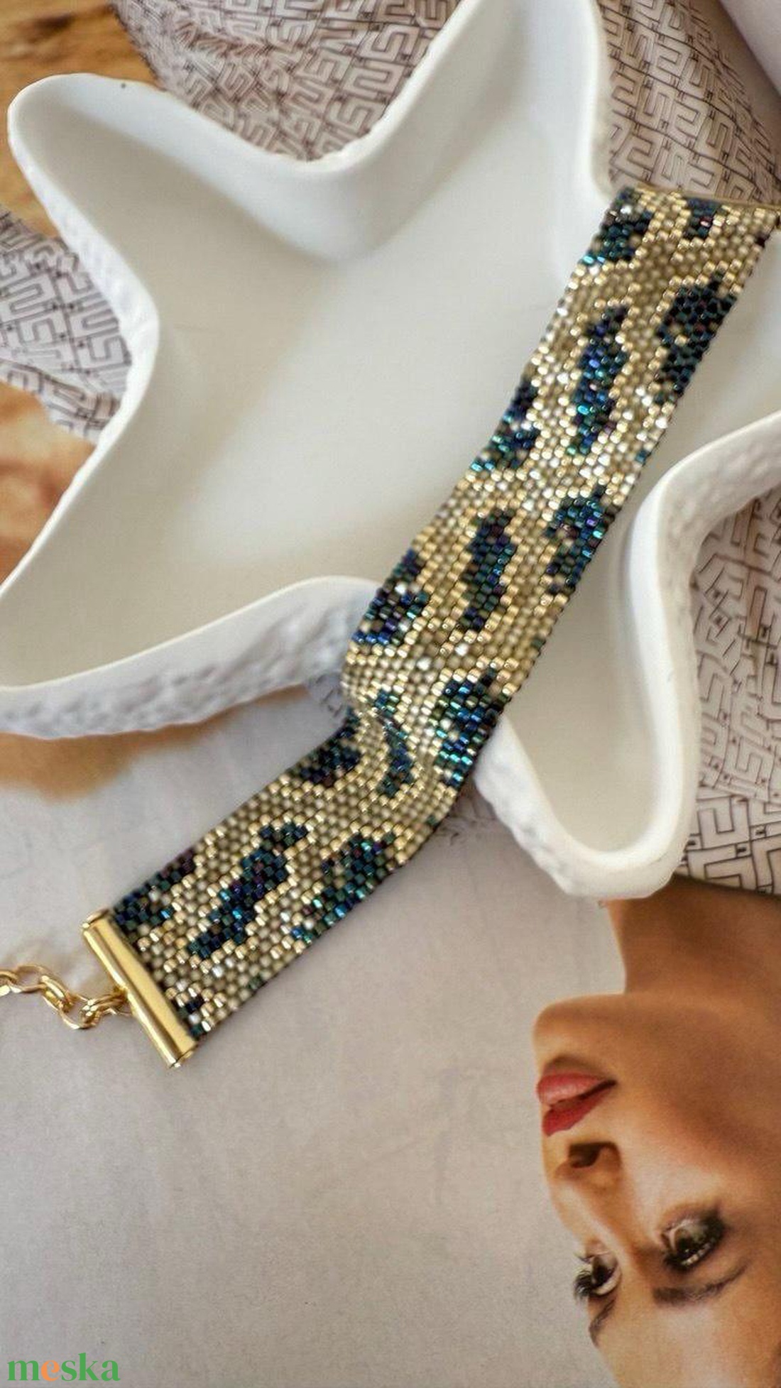 Gyöngy karkötő - kígyó mintával, Miyuki karkötő - ékszer - karkötő - gyöngyös karkötő - Meska.hu