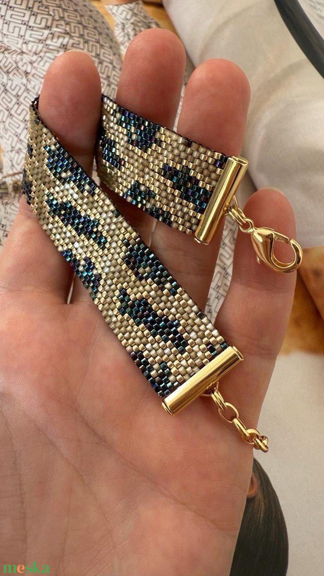 Gyöngy karkötő - kígyó mintával, Miyuki karkötő - ékszer - karkötő - gyöngyös karkötő - Meska.hu