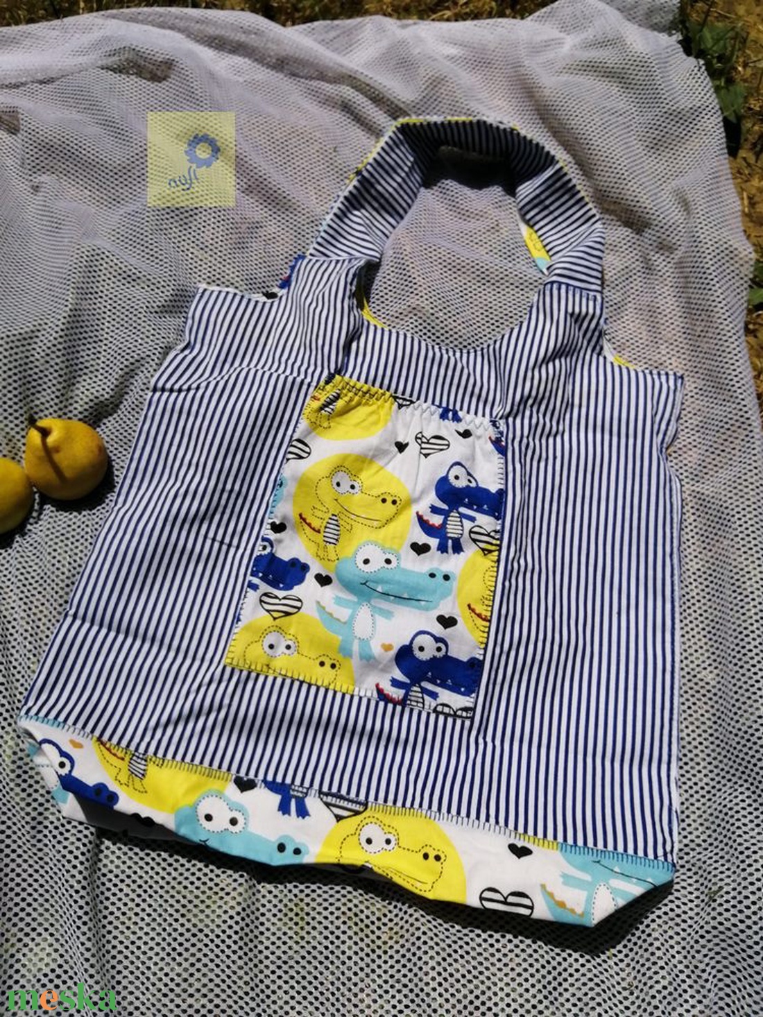 Nusi Bag - Egyedi pamutvászon táska, zsinórral - Krokodilos / kék fehér tengerész csíkos minta variációk - táska & tok - kézitáska & válltáska - kézitáska - Meska.hu Nusi Bag - Egyedi pamutvászon táska, zsinórral - Krokodilos / kék fehér tengerész csíkos minta variációk - táska & tok - kézitáska & válltáska - kézitáska - Meska.hu
