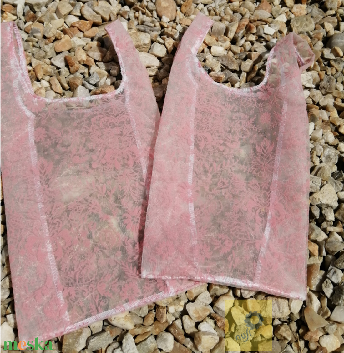 Mintás organza ajándékos táska, ökotáska - kicsi, rózsaszín  - táska & tok - kézitáska & válltáska - kézitáska - Meska.hu