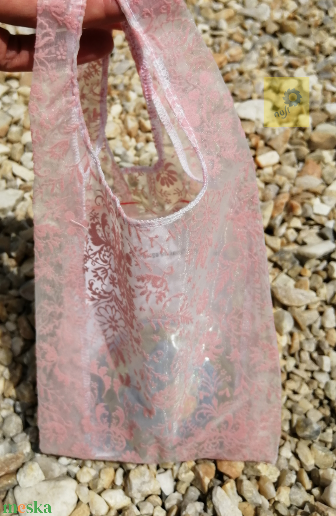 Mintás organza ajándékos táska, ökotáska - kicsi, rózsaszín  - táska & tok - kézitáska & válltáska - kézitáska - Meska.hu
