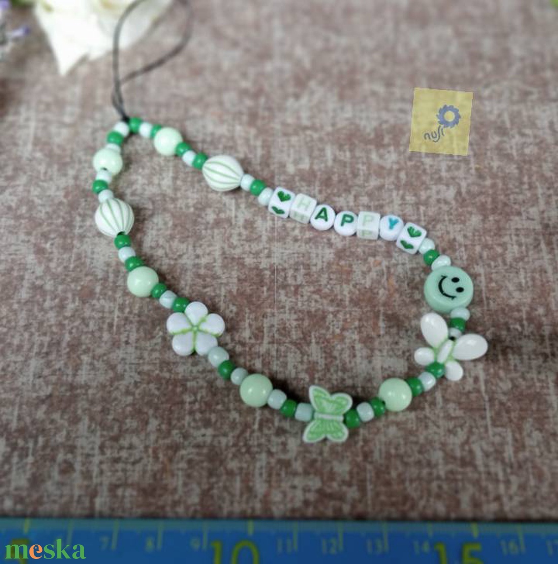 Mobil dísz / phone charm - zöld árnyalat, happy felirattal - ékszer - karkötő - charm karkötő - Meska.hu Mobil dísz / phone charm - zöld árnyalat, happy felirattal - ékszer - karkötő - charm karkötő - Meska.hu