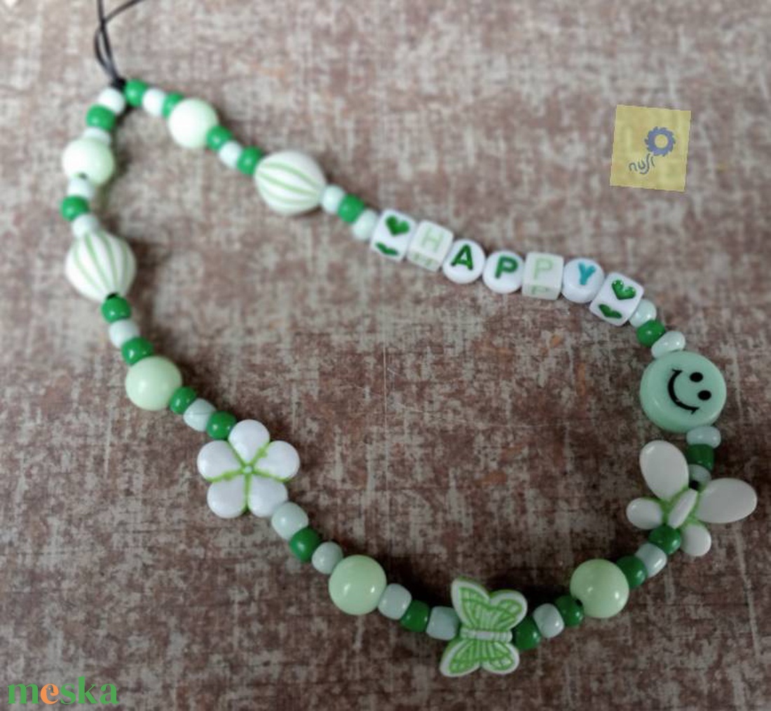 Mobil dísz / phone charm - zöld árnyalat, happy felirattal - ékszer - karkötő - charm karkötő - Meska.hu Mobil dísz / phone charm - zöld árnyalat, happy felirattal - ékszer - karkötő - charm karkötő - Meska.hu
