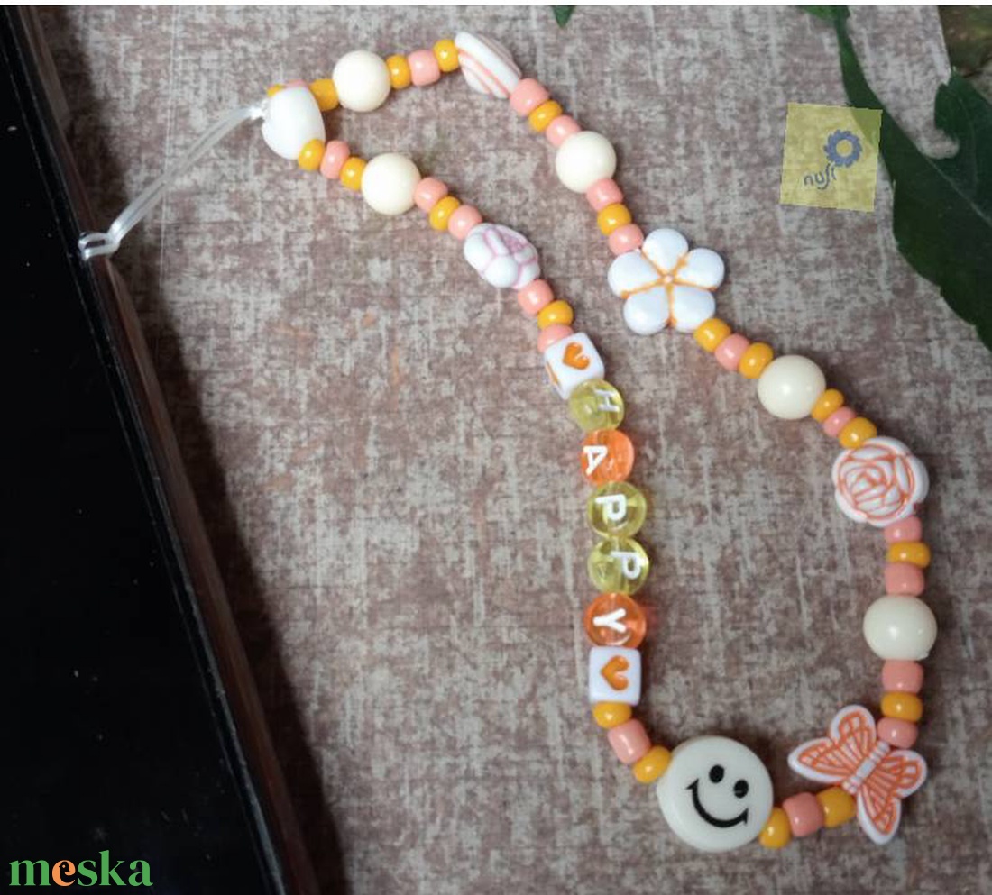 Mobil dísz / phone charm - narancs árnyalat, happy felirattal - ékszer - karkötő - charm karkötő - Meska.hu Mobil dísz / phone charm - narancs árnyalat, happy felirattal - ékszer - karkötő - charm karkötő - Meska.hu