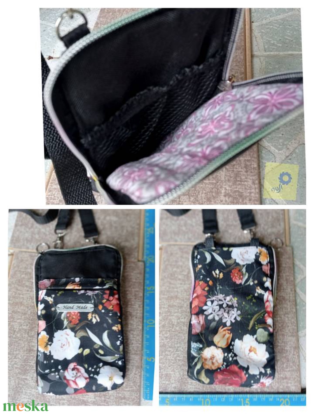 Mobiltelefon tartó keresztpántos / crossbody táska könnyű vízálló anyagból - fekete, kerti virágos mintával - táska & tok - pénztárca & más tok - telefontok - Meska.hu Mobiltelefon tartó keresztpántos / crossbody táska könnyű vízálló anyagból - fekete, kerti virágos mintával - táska & tok - pénztárca & más tok - telefontok - Meska.hu