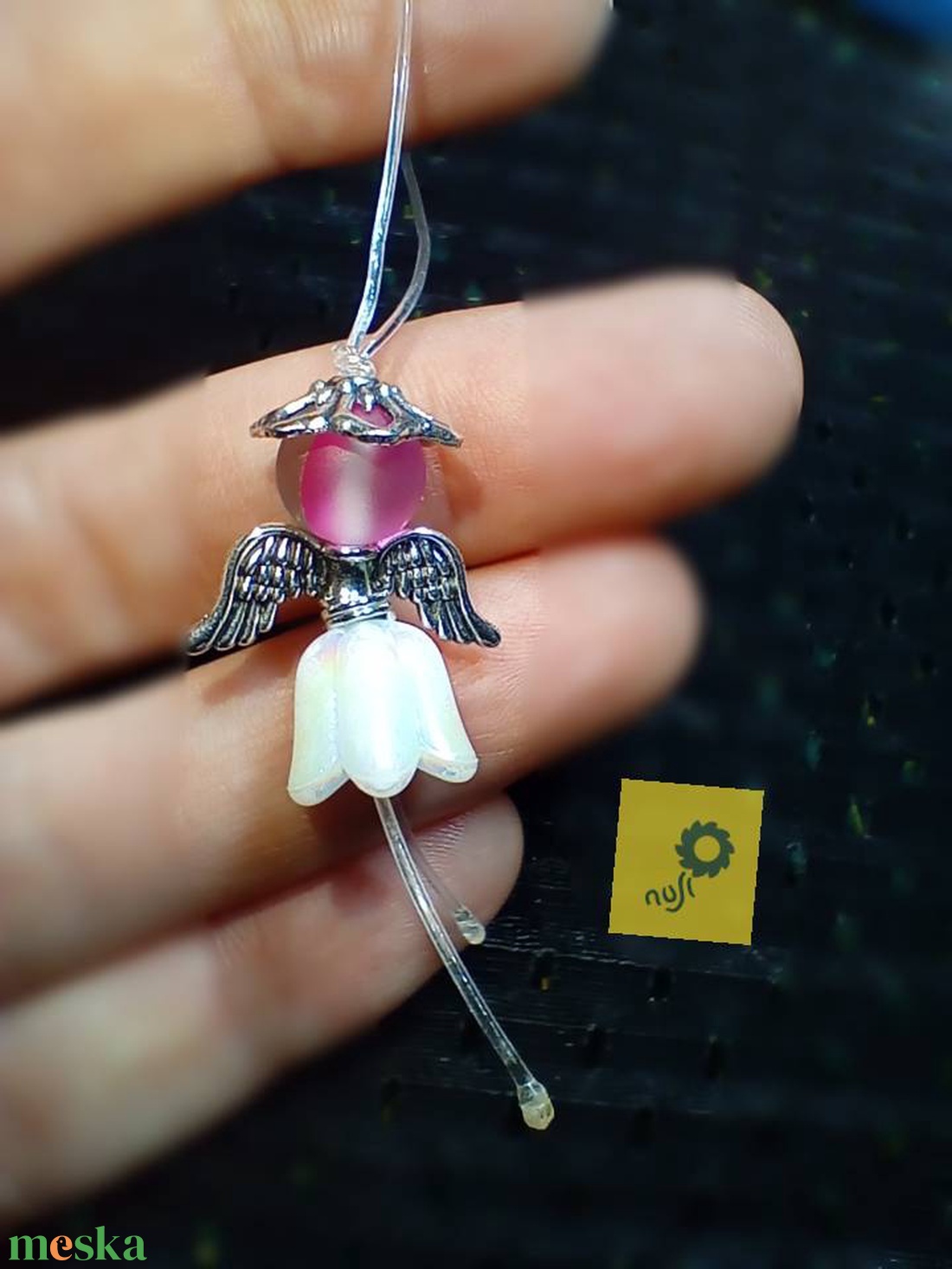 Angyalka fityegő pink hologram hatású szintetikus holdkő ásványgyönggyel - táska & tok - kulcstartó & táskadísz - táskadísz - Meska.hu Angyalka fityegő pink hologram hatású szintetikus holdkő ásványgyönggyel - táska & tok - kulcstartó & táskadísz - táskadísz - Meska.hu