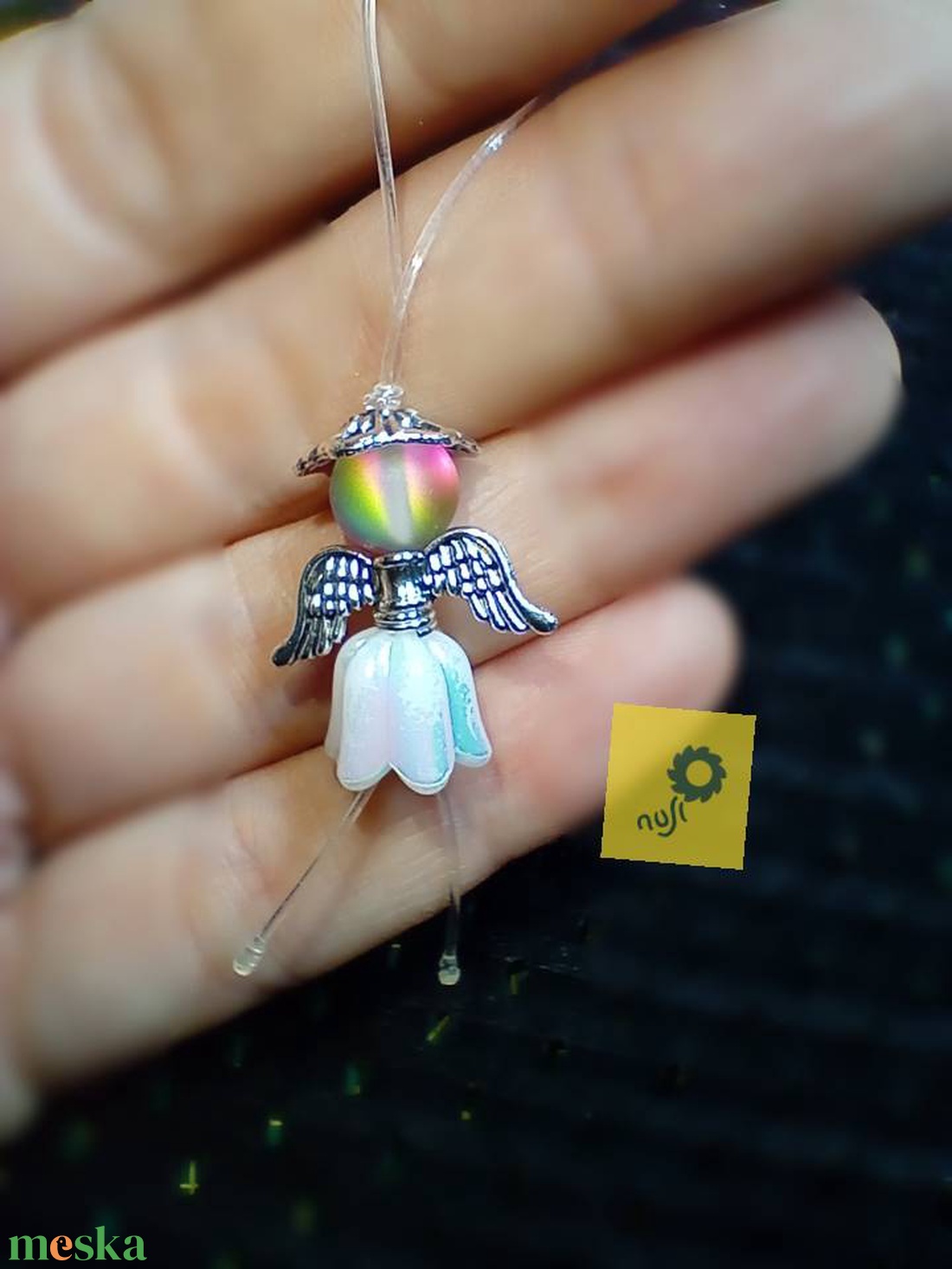 Angyalka fityegő pink hologram hatású szintetikus holdkő ásványgyönggyel - táska & tok - kulcstartó & táskadísz - táskadísz - Meska.hu Angyalka fityegő pink hologram hatású szintetikus holdkő ásványgyönggyel - táska & tok - kulcstartó & táskadísz - táskadísz - Meska.hu
