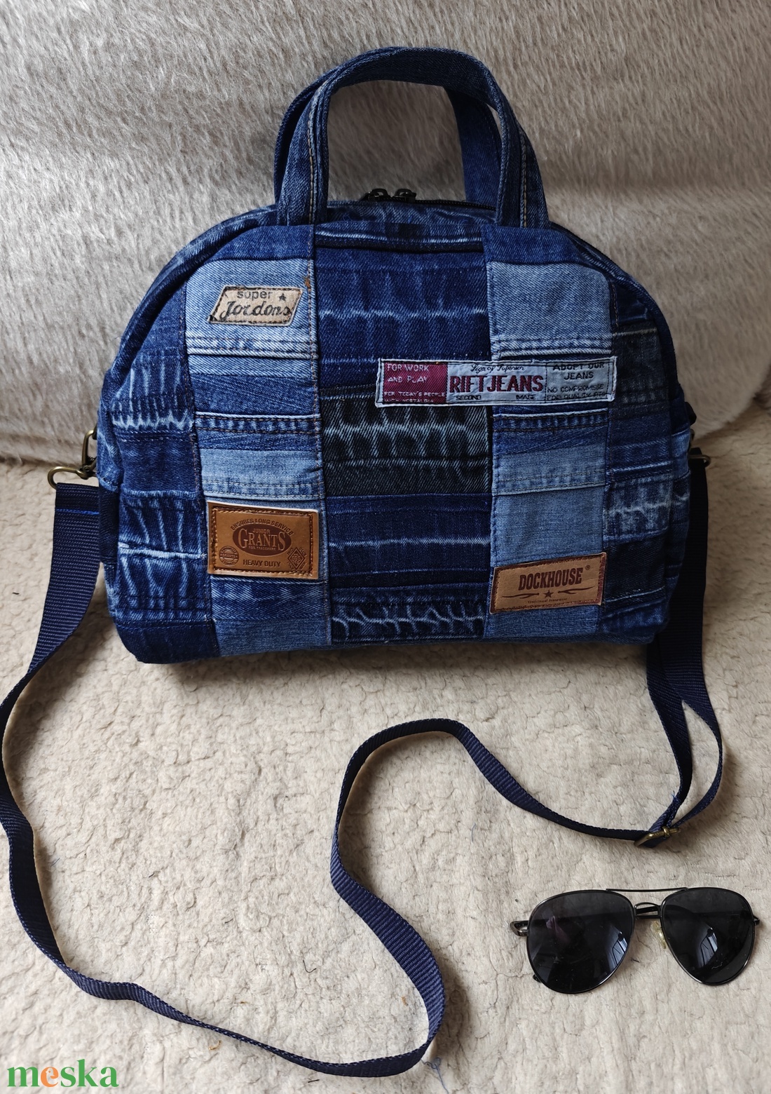 Farmer patchwork kézitáska - táska & tok - kézitáska & válltáska - vállon átvethető táska - Meska.hu