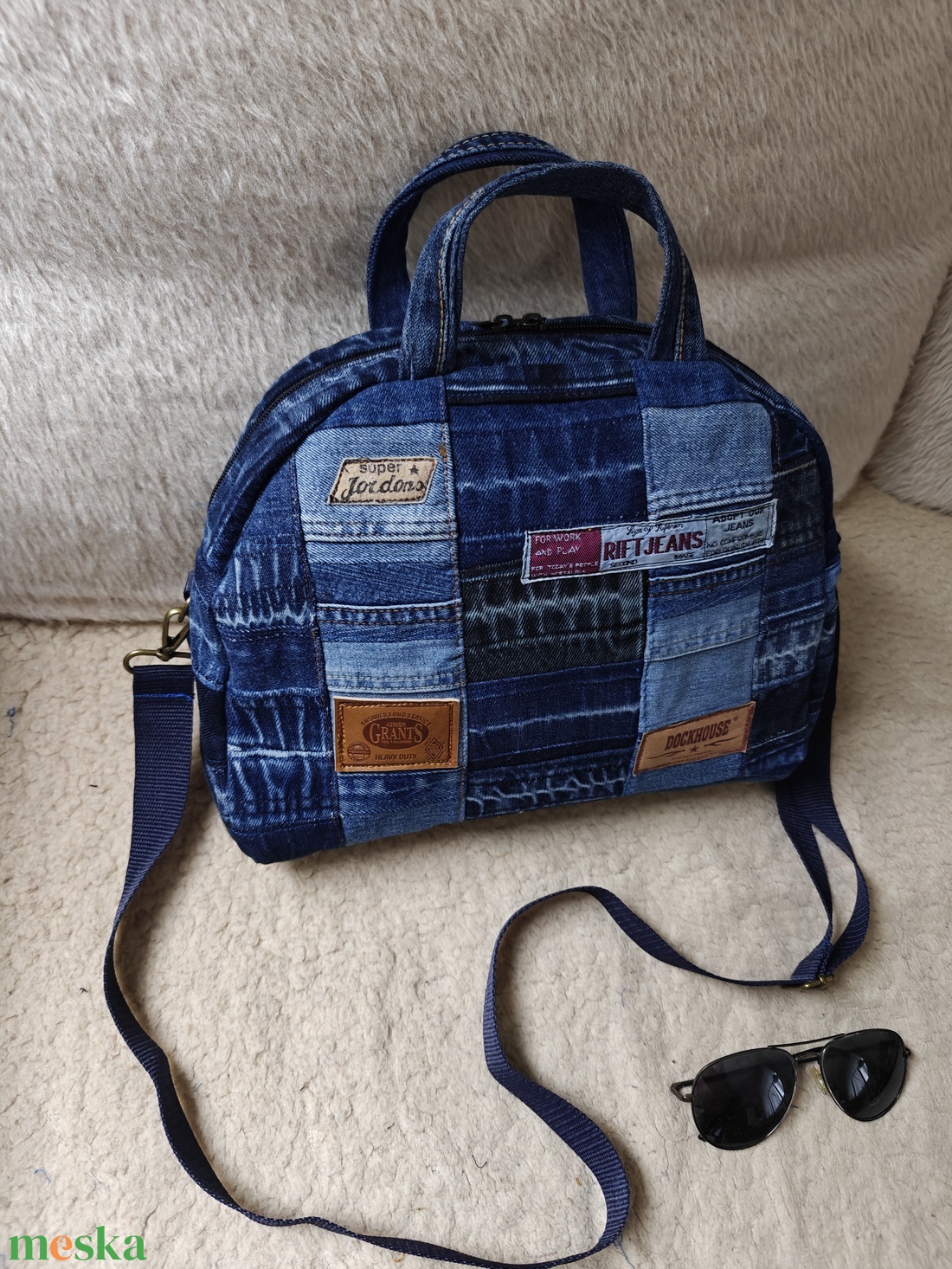 Farmer patchwork kézitáska - táska & tok - kézitáska & válltáska - vállon átvethető táska - Meska.hu