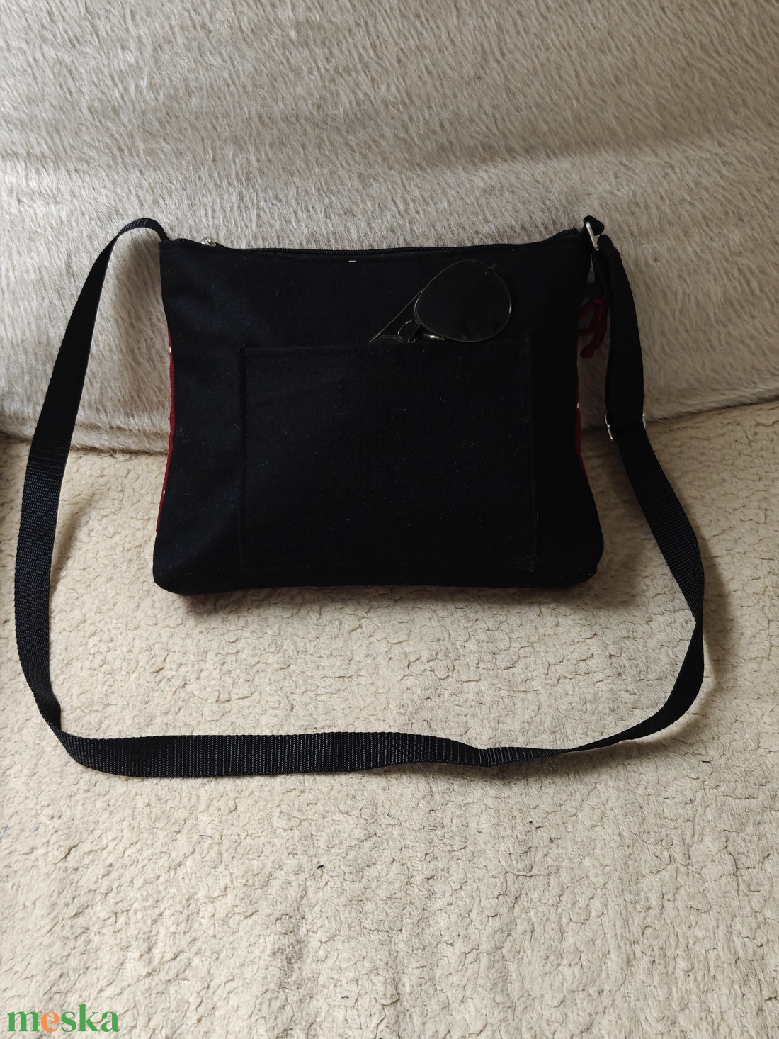 Bordó pöttyös textil táska - táska & tok - kézitáska & válltáska - vállon átvethető táska - Meska.hu