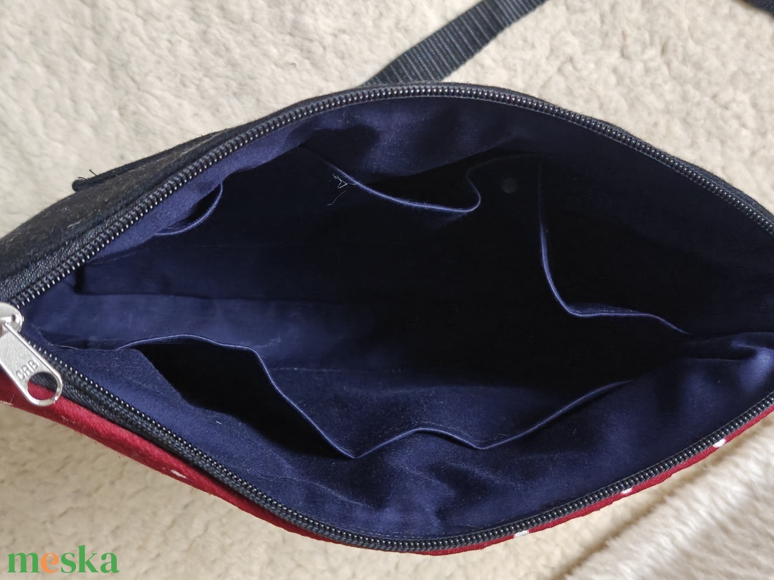 Bordó pöttyös textil táska - táska & tok - kézitáska & válltáska - vállon átvethető táska - Meska.hu