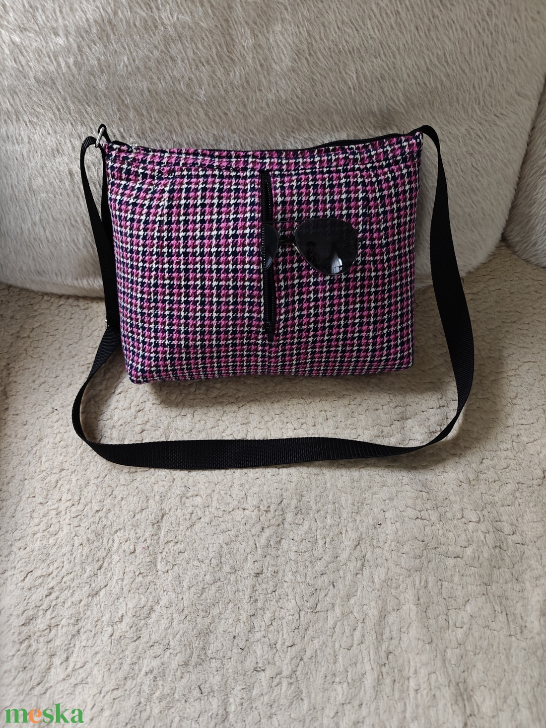 Rózsaszín tónusú textil táska - táska & tok - kézitáska & válltáska - vállon átvethető táska - Meska.hu