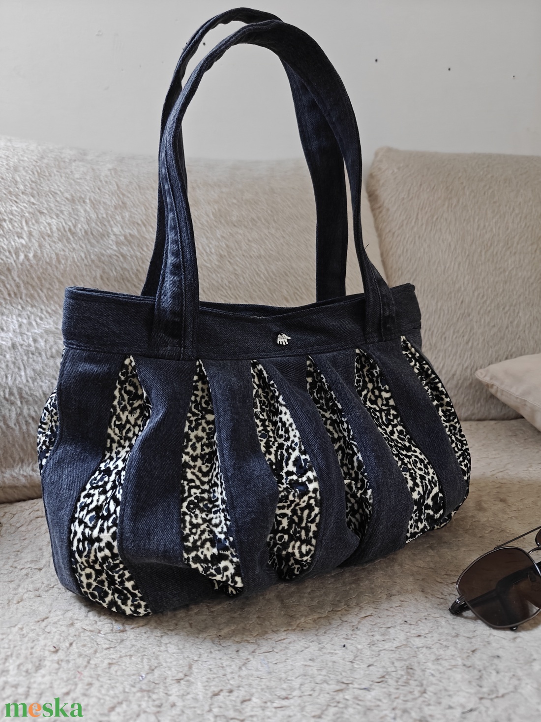 Farmer és mintás csíkoska - táska & tok - kézitáska & válltáska - alkalmi táska - Meska.hu