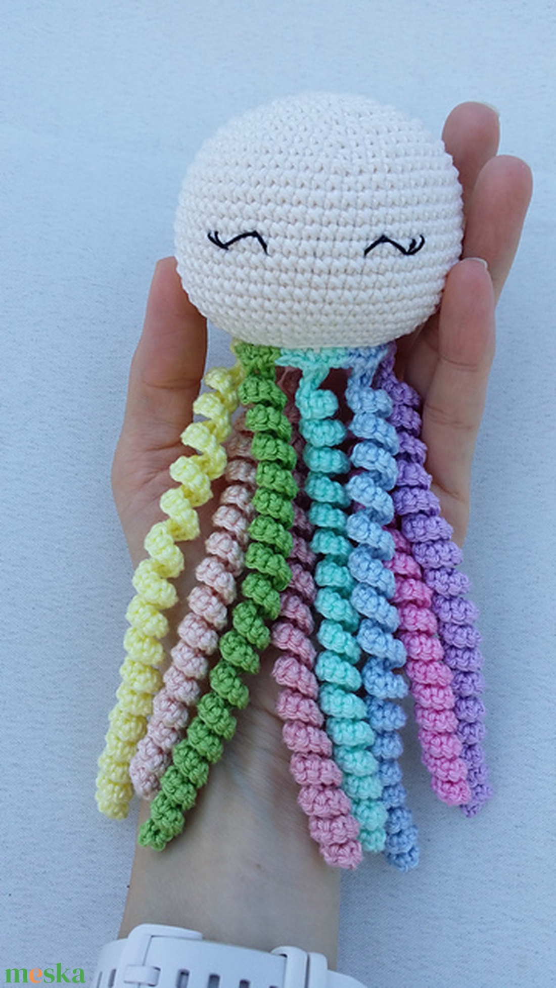 Polip pasztell színű szivárványos karokkal - játék & sport - plüssállat & játékfigura - polip - Meska.hu