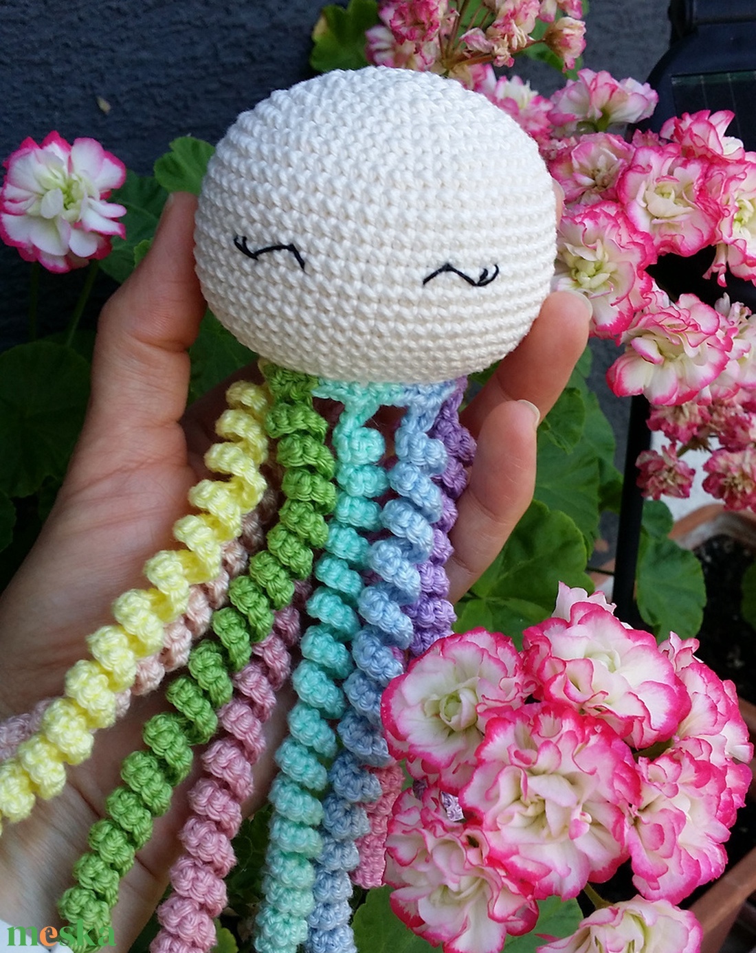 Polip pasztell színű szivárványos karokkal - játék & sport - plüssállat & játékfigura - polip - Meska.hu