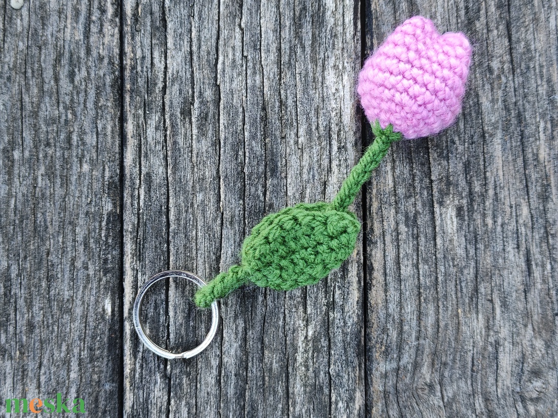 Tulipán kulcstartó - táskadísz PINK - táska & tok - kulcstartó & táskadísz - táskaakasztó - Meska.hu