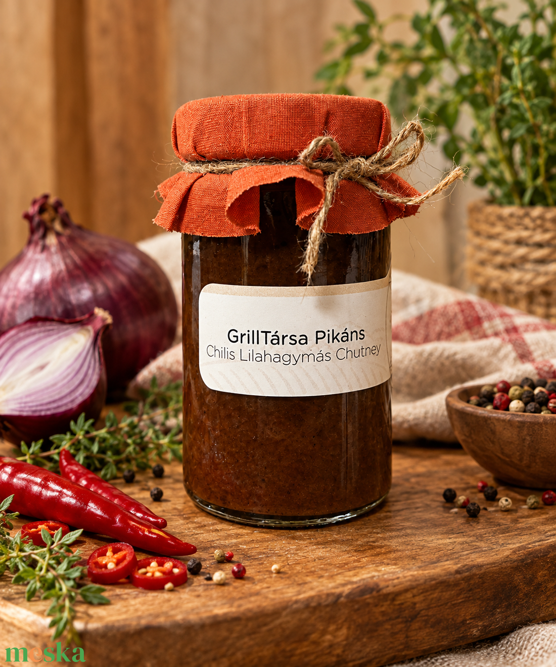 Nussy Kamrája - �GrillTársa Pikáns - Chilis Lilahagymás Chutney 300ml - élelmiszer - lekvár - Meska.hu