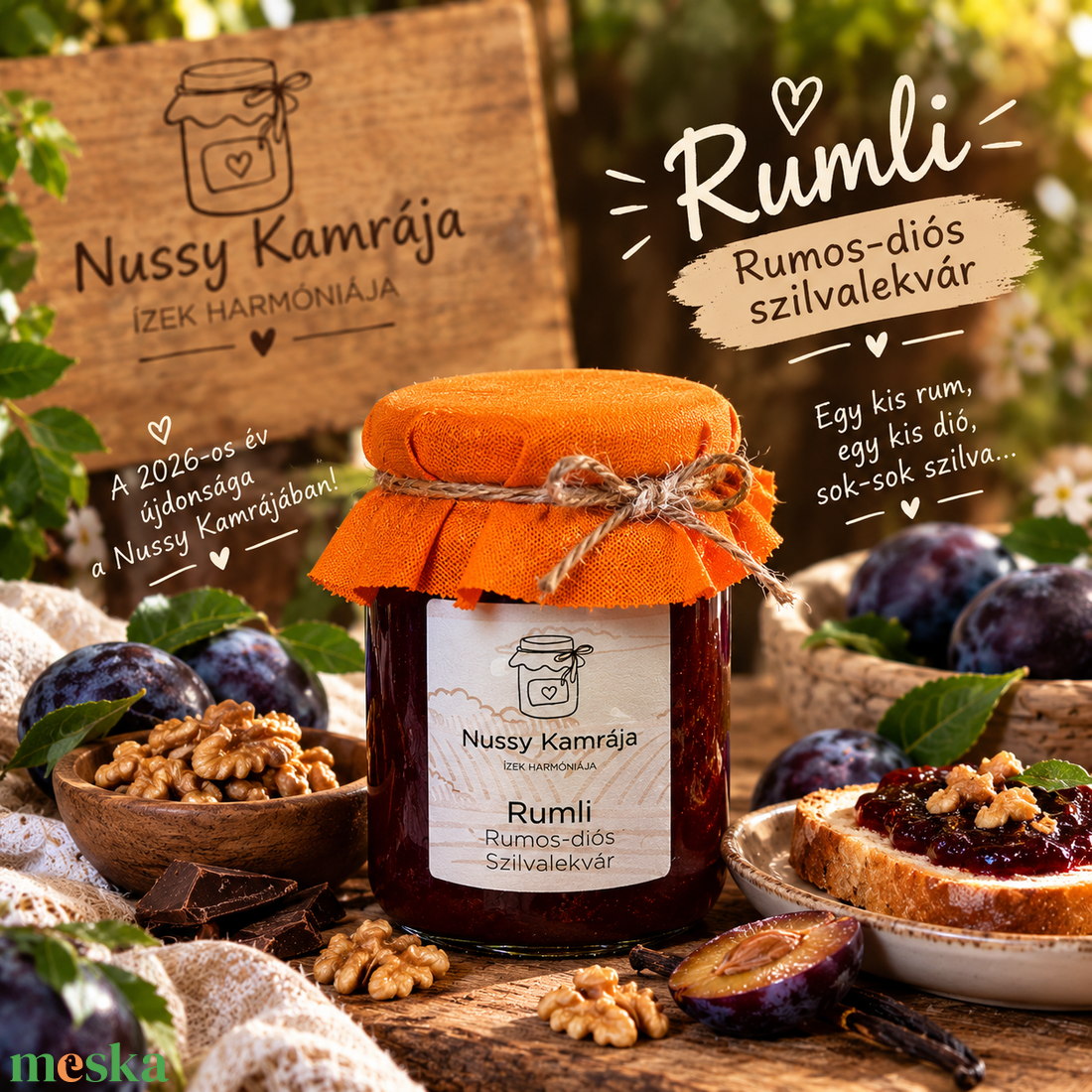Nussy Kamrája - �Rumli - Rumos-Diós Szilvalekvár 300ml - élelmiszer - lekvár - Meska.hu