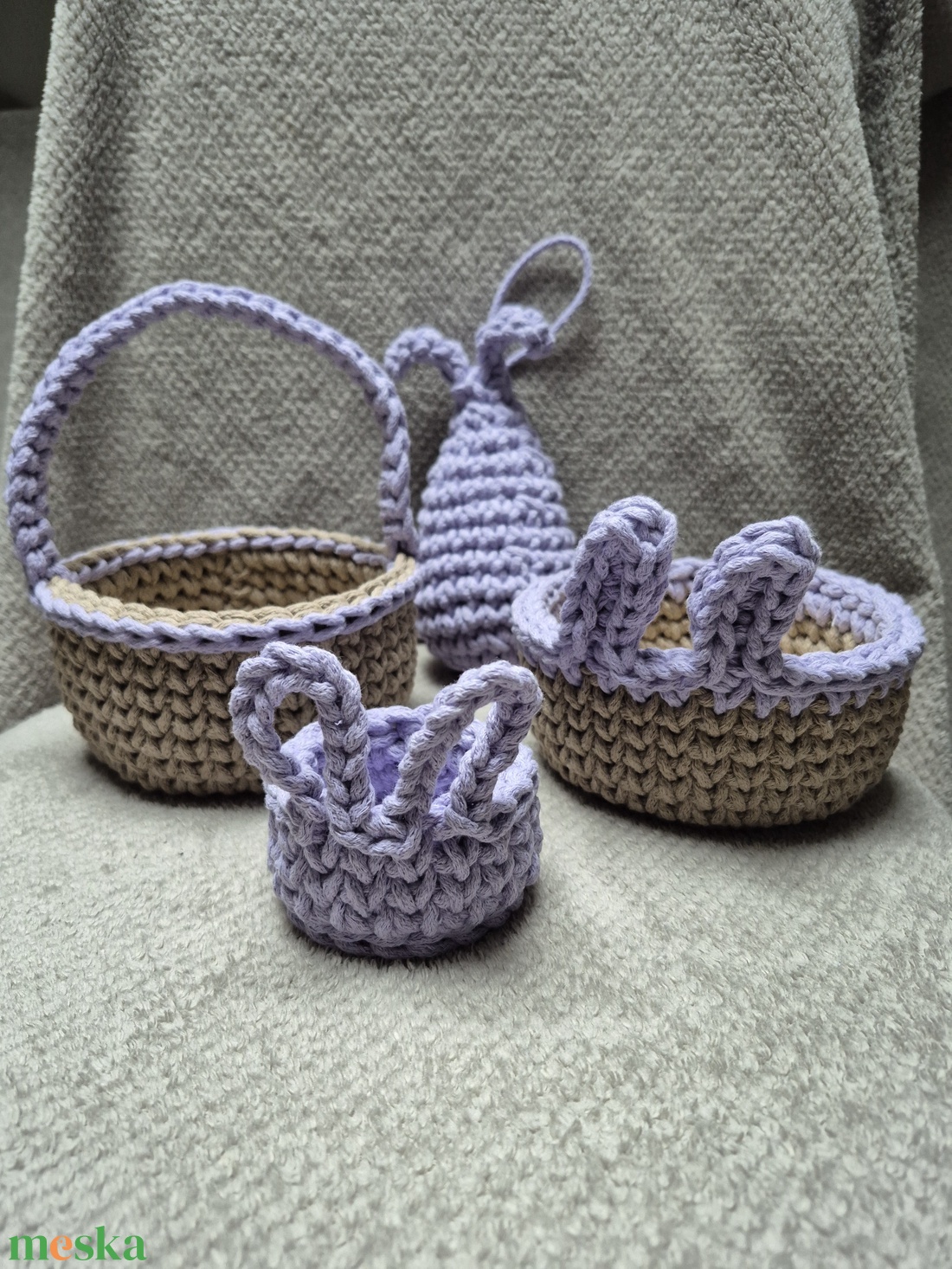 Nyuszifül Húsvéti szett - ünnepi díszek, dekorációk - húsvéti díszek és dekorációk - húsvéti asztaldíszek - Meska.hu