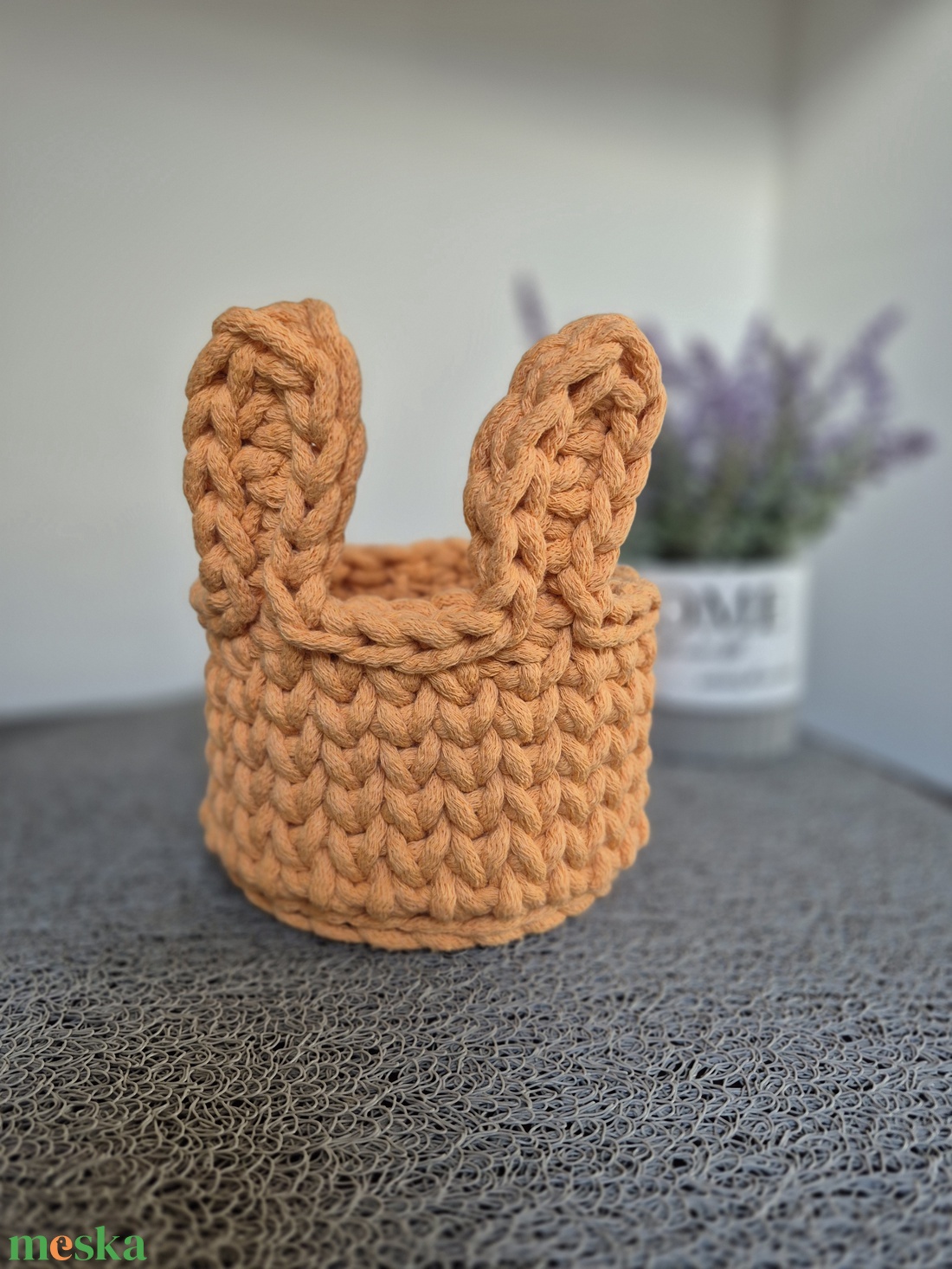 Horgolt nyuszi tároló - otthon & életmód - tárolás & rendszerezés - tárolókosár - Meska.hu