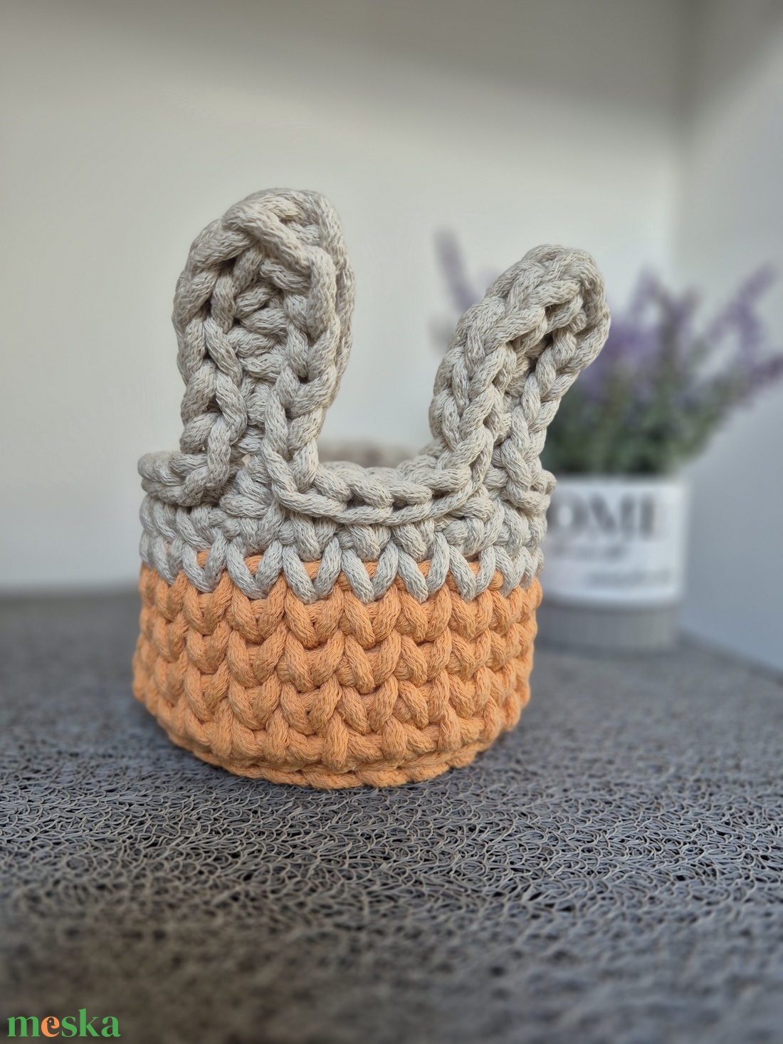 Horgolt nyuszi tároló - otthon & életmód - tárolás & rendszerezés - tárolókosár - Meska.hu