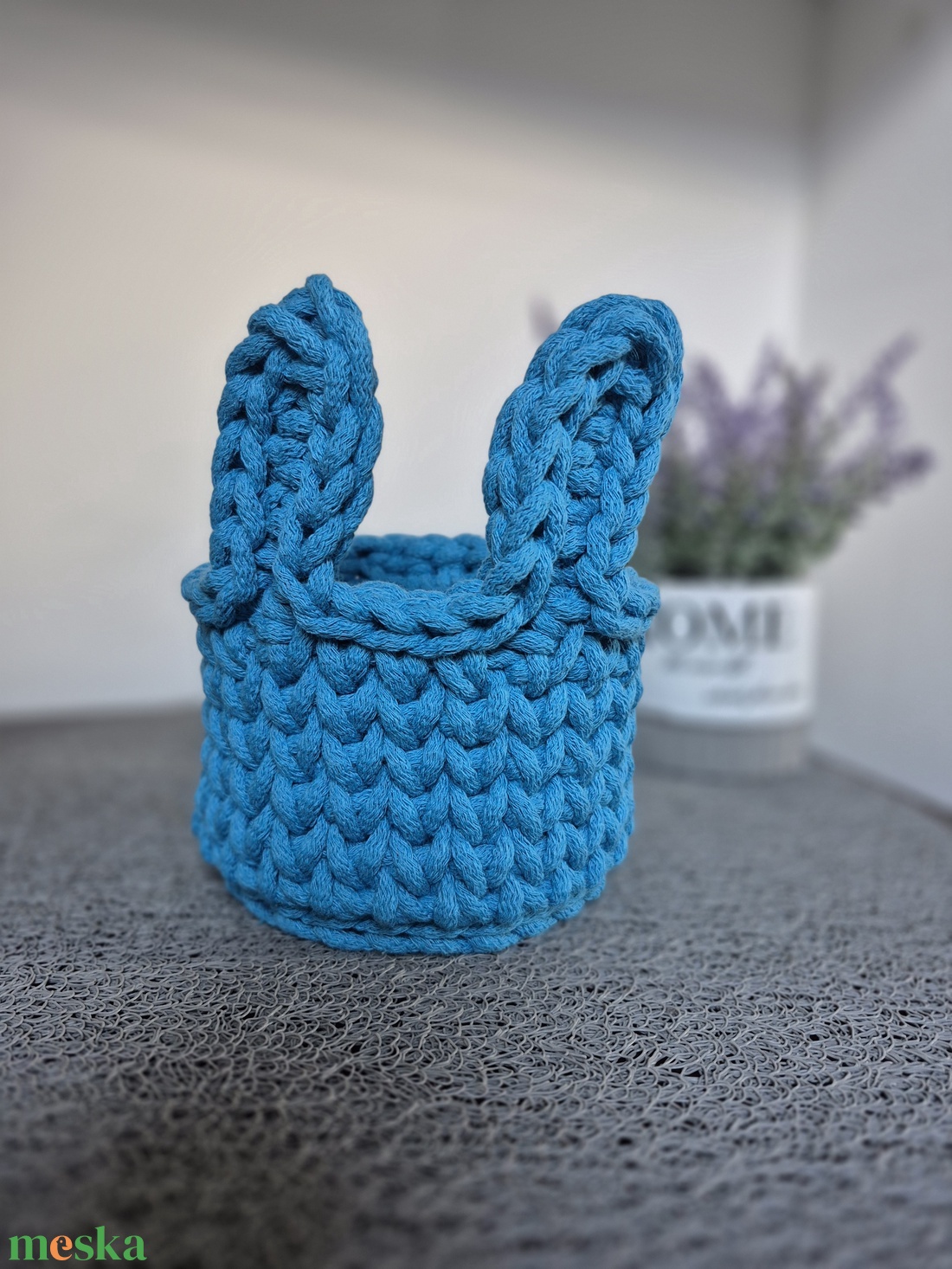 Horgolt nyuszi tároló - otthon & életmód - tárolás & rendszerezés - tárolókosár - Meska.hu