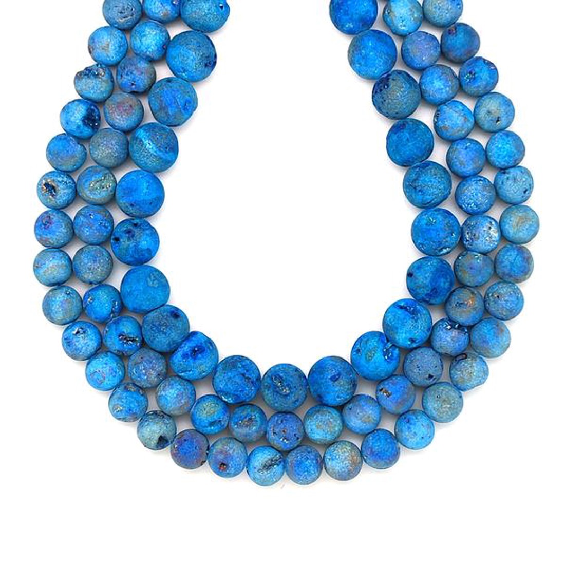 Achát geódás matt világos kék golyó A 8mm  ékszerkészítő alapanyag (füzér) - kellékek & szerszámok - ásvány alapanyag - ásványfüzér - Meska.hu