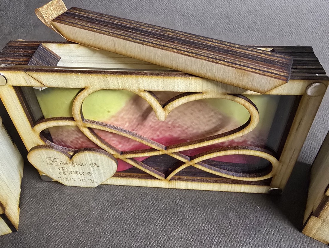 Homokceremónia doboz  gravírozott végtelen és szív szimbólummal - esküvő - emlék & ajándék - nászajándék - ceremónia szett - Meska.hu