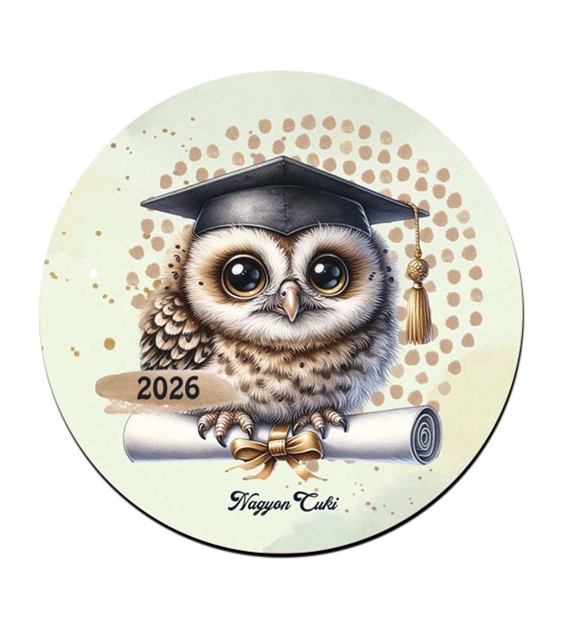 Bagoly - 2026 évi Ballagásra mintás poháralátét -  - Meska.hu