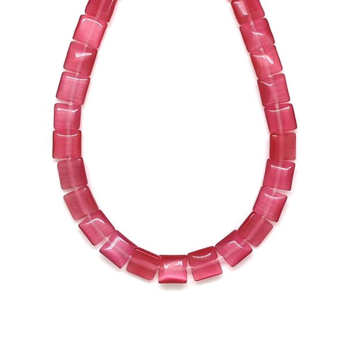 Fiber optic rózsaszín négyzet 8mm ékszerkészítő alapanyag (füzér) - kellékek & szerszámok - ásvány alapanyag - ásványfüzér - Meska.hu