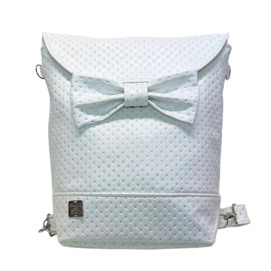 SuziartBag Fehér pöttyös kisméretű masnis 2in1 hátizsák - táska & tok - kézitáska & válltáska - válltáska - Meska.hu SuziartBag Fehér pöttyös kisméretű masnis 2in1 hátizsák - táska & tok - kézitáska & válltáska - válltáska - Meska.hu