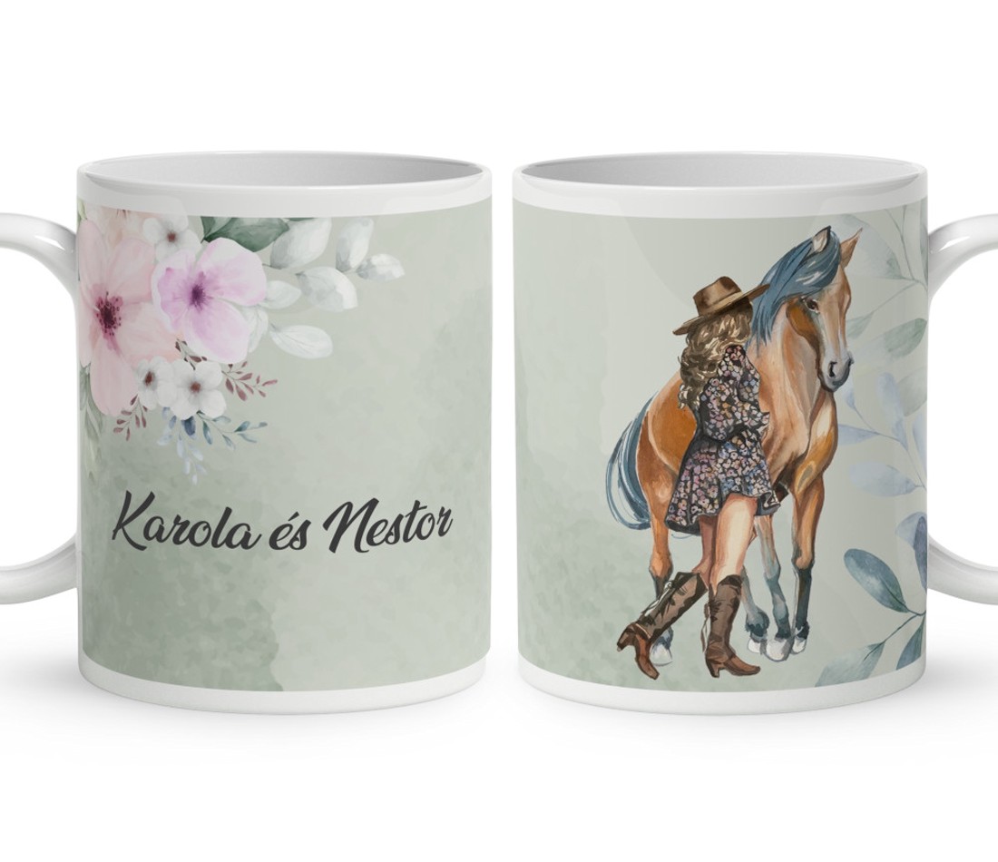 Kérd a neveddel - Szépséges lovas mintás bögre - otthon & életmód - konyhafelszerelés, tálalás - tálalás - bögre & csésze - Meska.hu