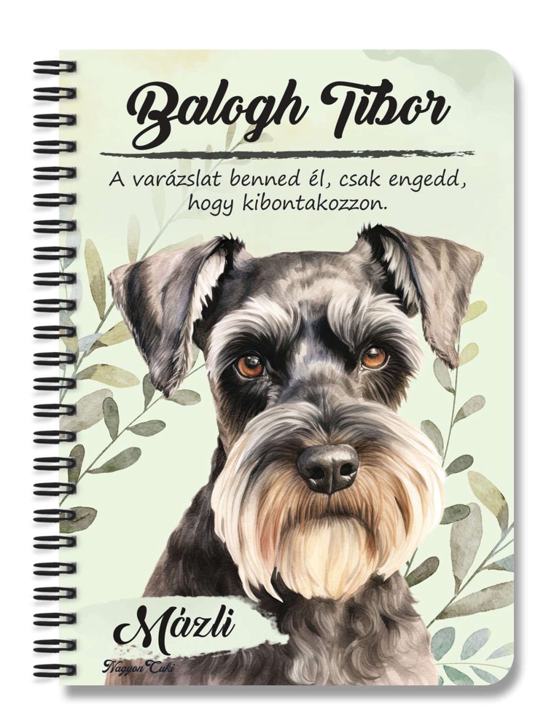 Személyre szabható - Törpe schnauzer portré mintás A5-ös füzet - otthon & életmód - papír, írószer - jegyzetfüzet & napló - Meska.hu