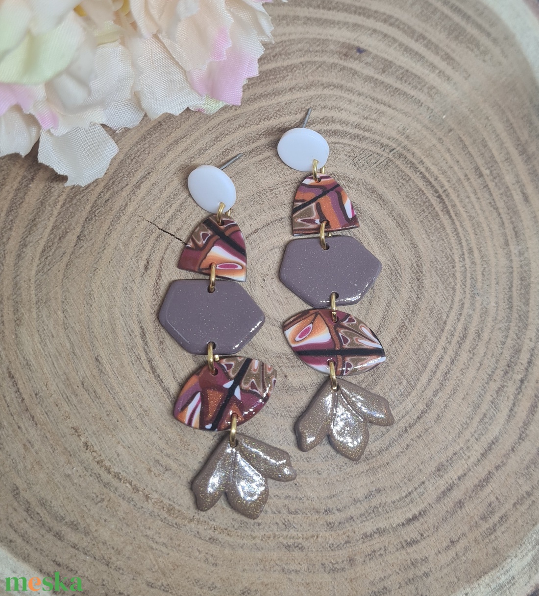 Naplemente. Fekete, fehér, arany, barna, narancs gyurma, polymerclay