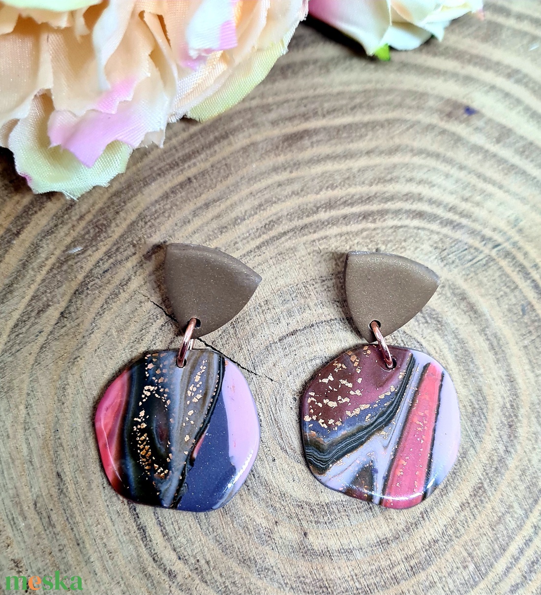 Kerek márvány hatású süthető gyurma fülbevaló, barna, narancs, arany, színekben, polymer clay. Ajándék nőknek. - ékszer - fülbevaló - lógó fülbevaló - Meska.hu Kerek márvány hatású süthető gyurma fülbevaló, barna, narancs, arany, színekben, polymer clay. Ajándék nőknek. - ékszer - fülbevaló - lógó fülbevaló - Meska.hu