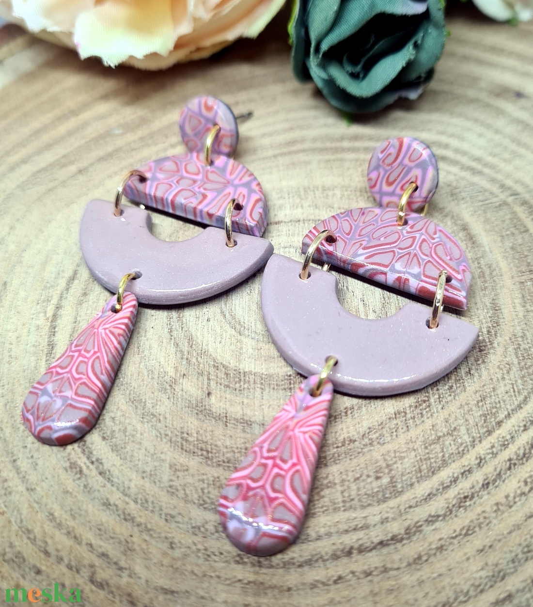 Hosszú lógós, retro mintás, süthető gyurma fülbevaló, taupe, szürke, púder, narancs, piros színekben, polymer clay. - ékszer - fülbevaló - lógós kerek fülbevaló - Meska.hu Hosszú lógós, retro mintás, süthető gyurma fülbevaló, taupe, szürke, púder, narancs, piros színekben, polymer clay. - ékszer - fülbevaló - lógós kerek fülbevaló - Meska.hu
