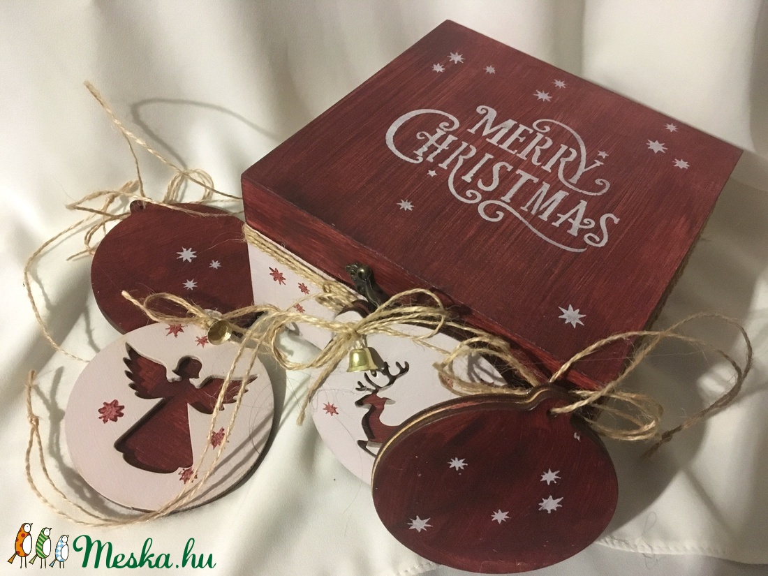 Karácsonyi díszek, ajándékkísérők díszdobozkában... - karácsony - Meska.hu