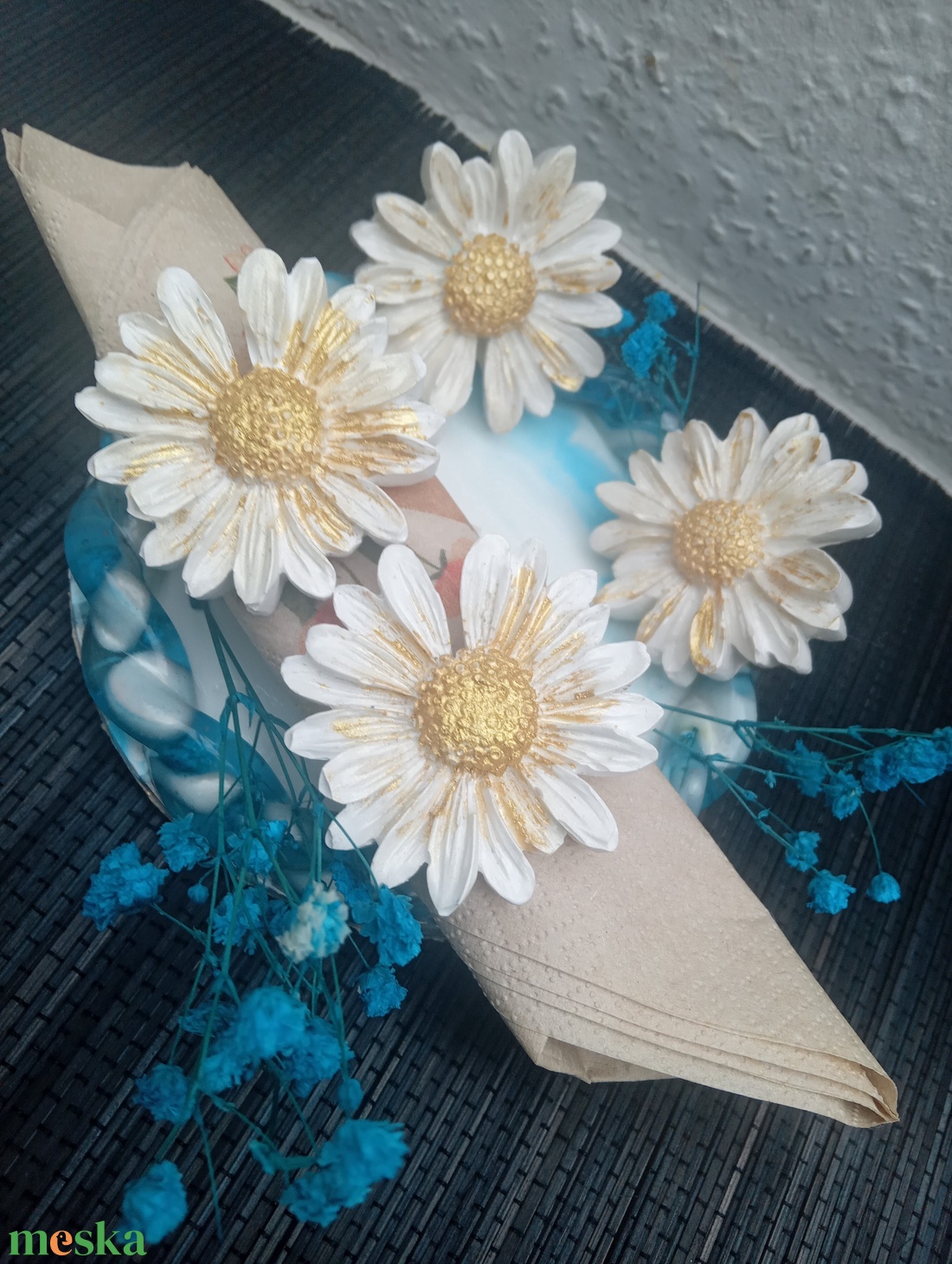 Margaréta szalvétagyűrű szett  6 db - otthon & életmód - konyhafelszerelés, tálalás - tálalás - szalvétatartó, szalvétagyűrű - Meska.hu