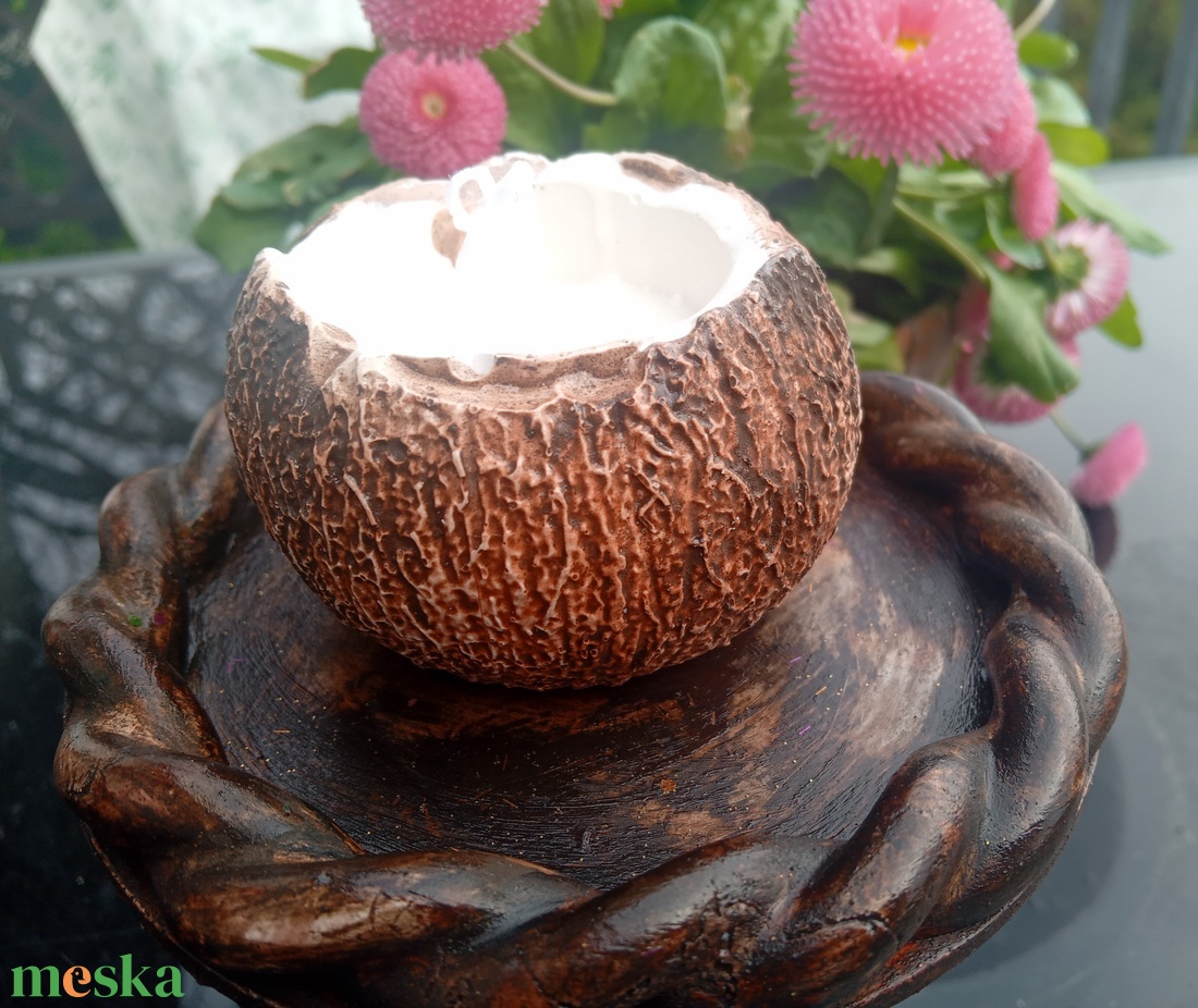 Hawaii kókuszdióhéj dekoráció 2 db - esküvő - dekoráció - asztaldísz - Meska.hu