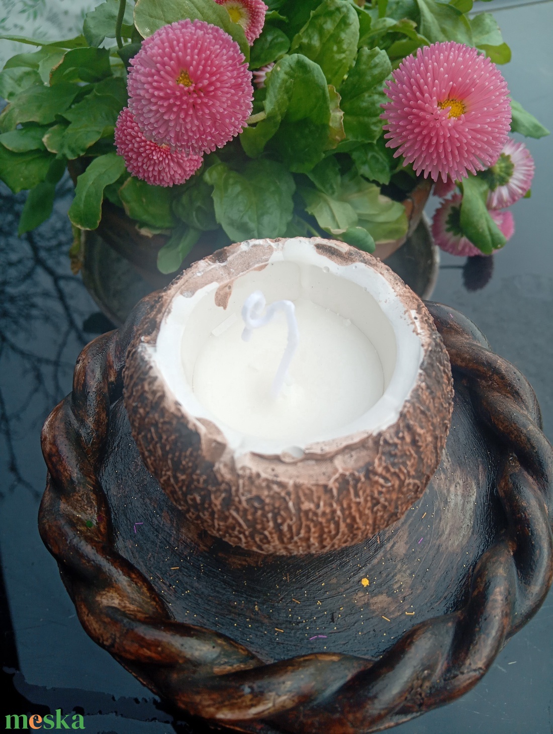 Hawaii kókuszdióhéj dekoráció 2 db - esküvő - dekoráció - asztaldísz - Meska.hu