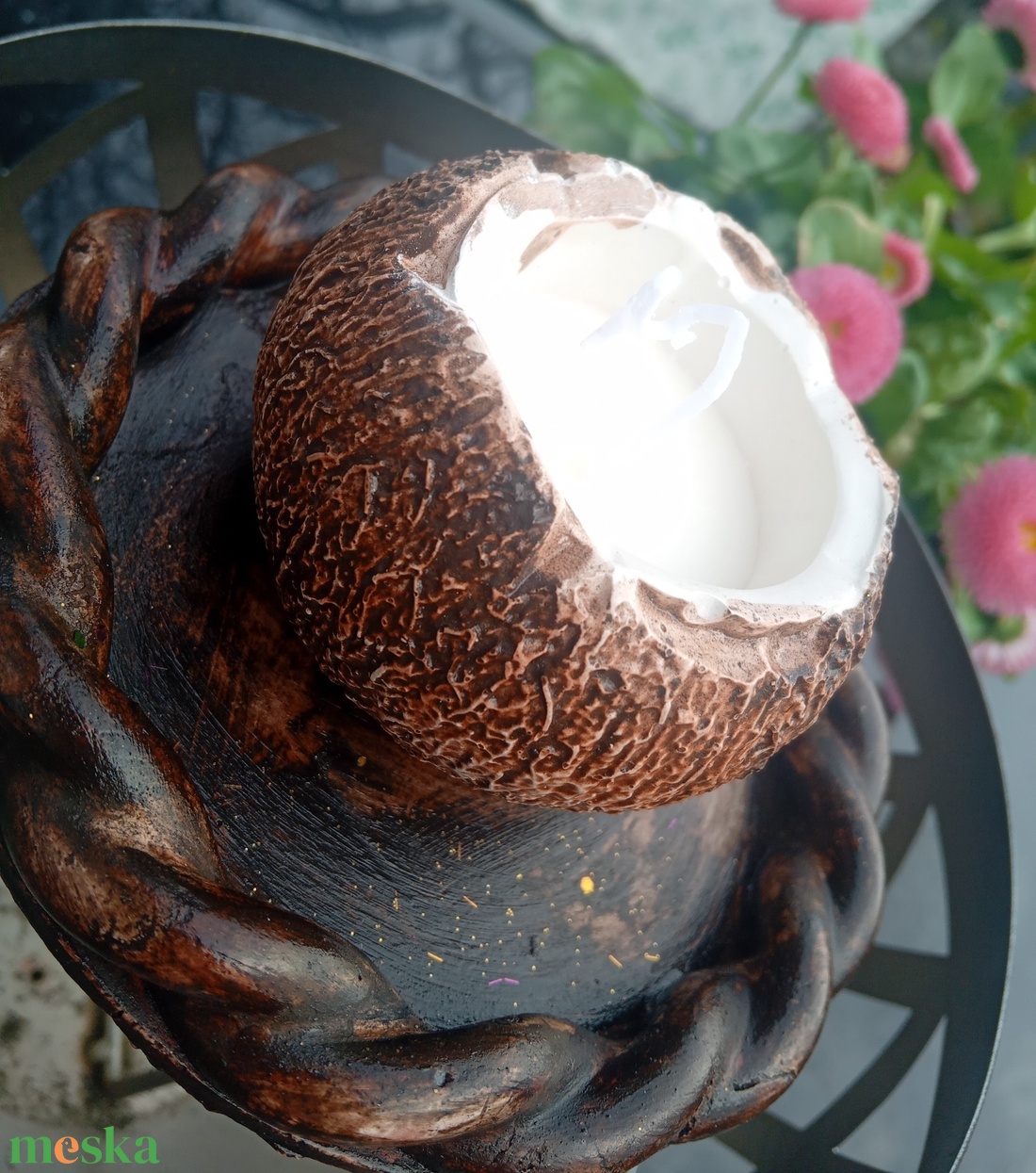 Hawaii kókuszdióhéj dekoráció 2 db - esküvő - dekoráció - asztaldísz - Meska.hu