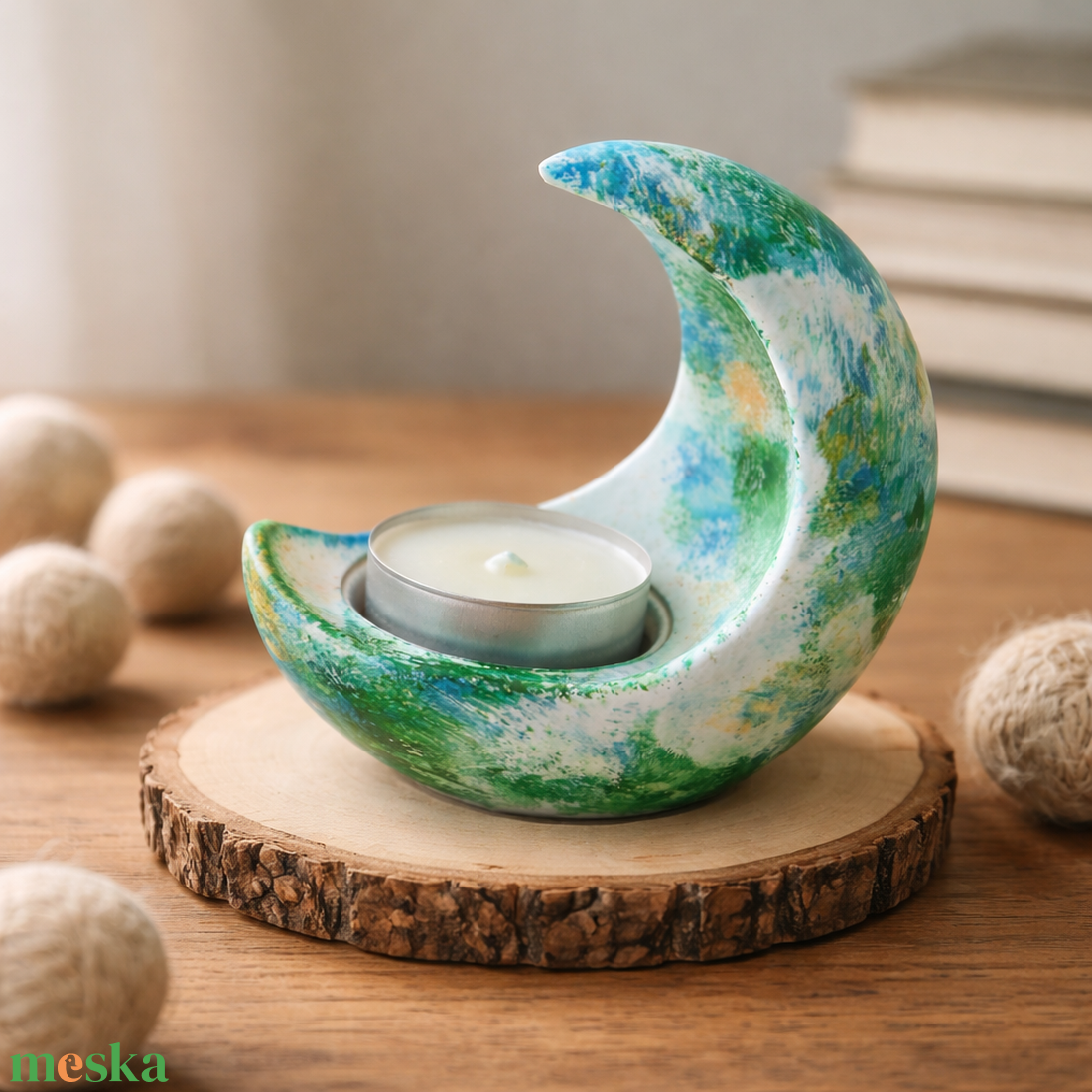 Félhold alakú mécsestartó  - otthon & életmód - gyertya, illat, aroma - aromalámpa - Meska.hu