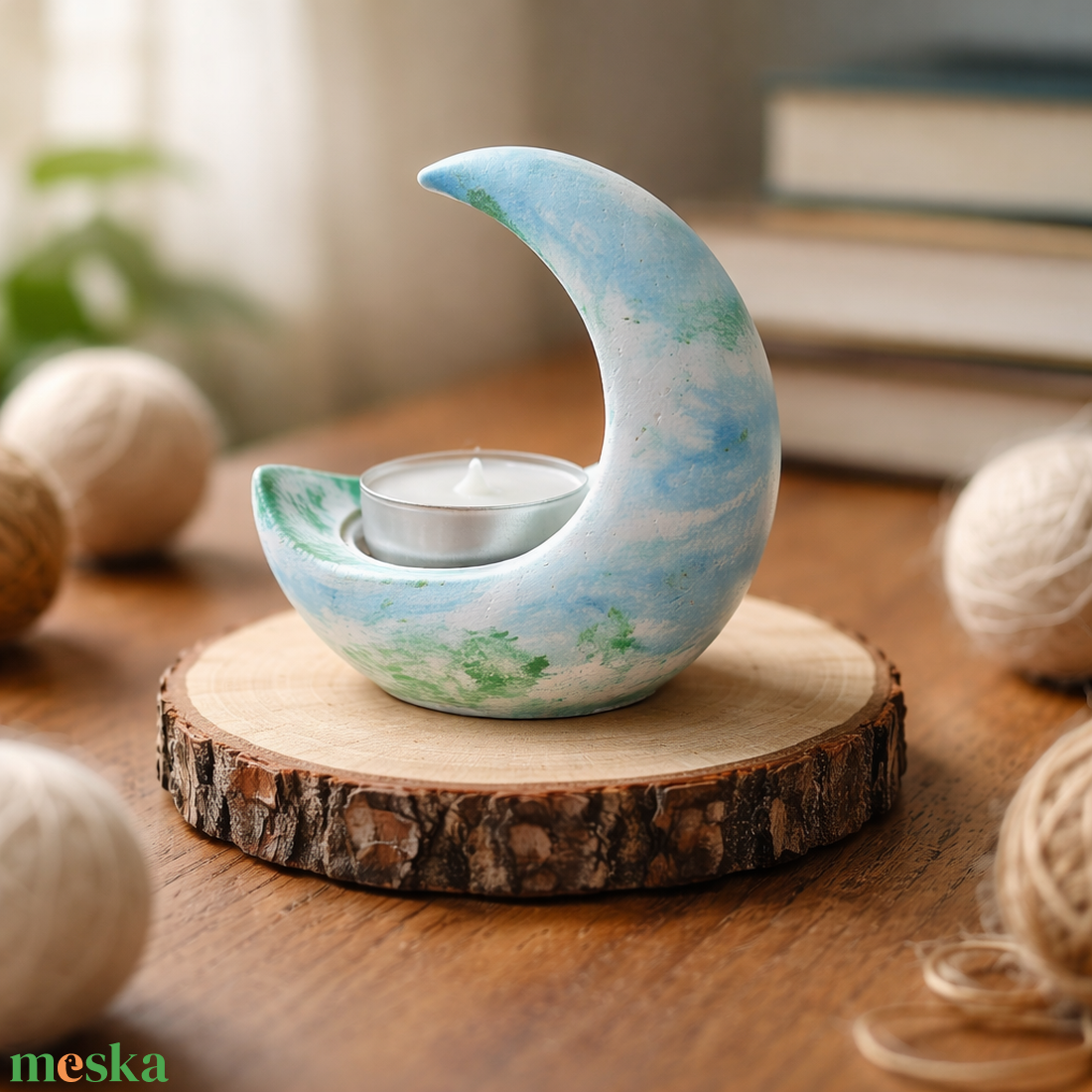 Félhold alakú mécsestartó  - otthon & életmód - gyertya, illat, aroma - aromalámpa - Meska.hu