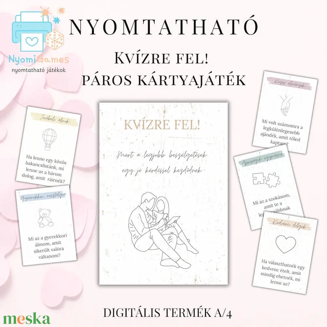Kvízre Fel! - Nyomtatható páros kvízjáték - játék & sport - táblajáték és kártyajáték - kártya - Meska.hu