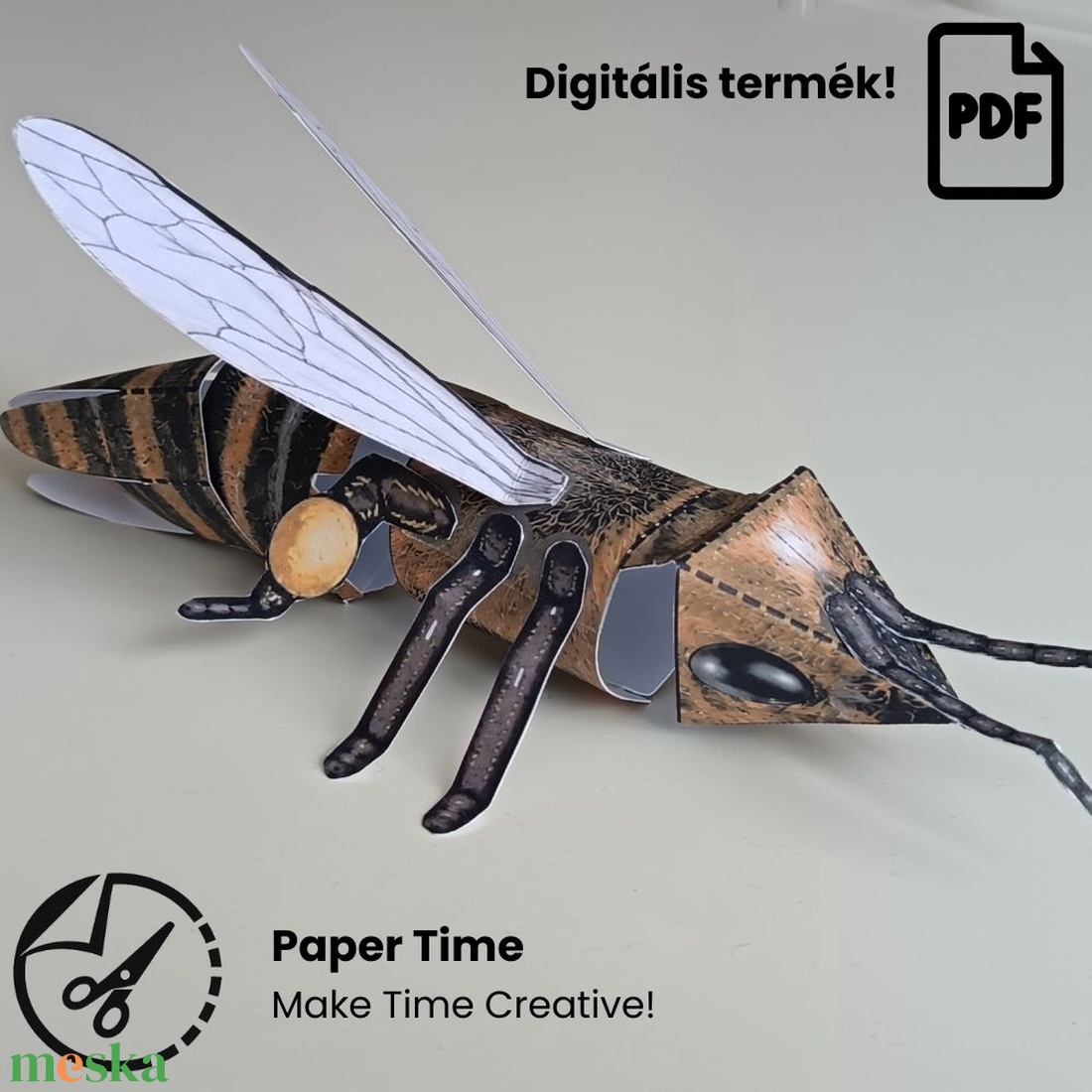 Realisztikus Papír Méhecske � DIY Papercraft Template - művészet - makett, modell - Meska.hu