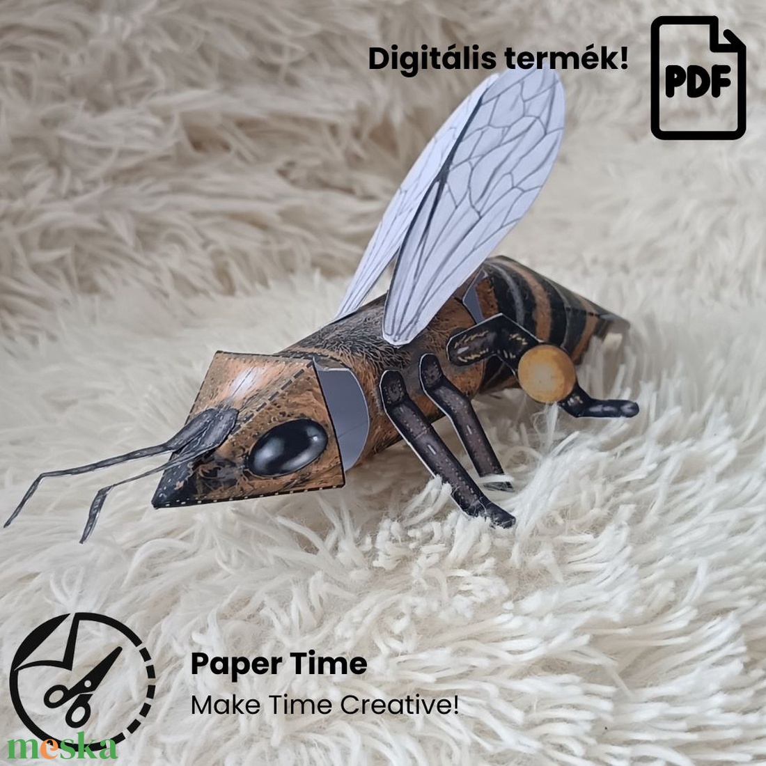 Realisztikus Papír Méhecske � DIY Papercraft Template - művészet - makett, modell - Meska.hu