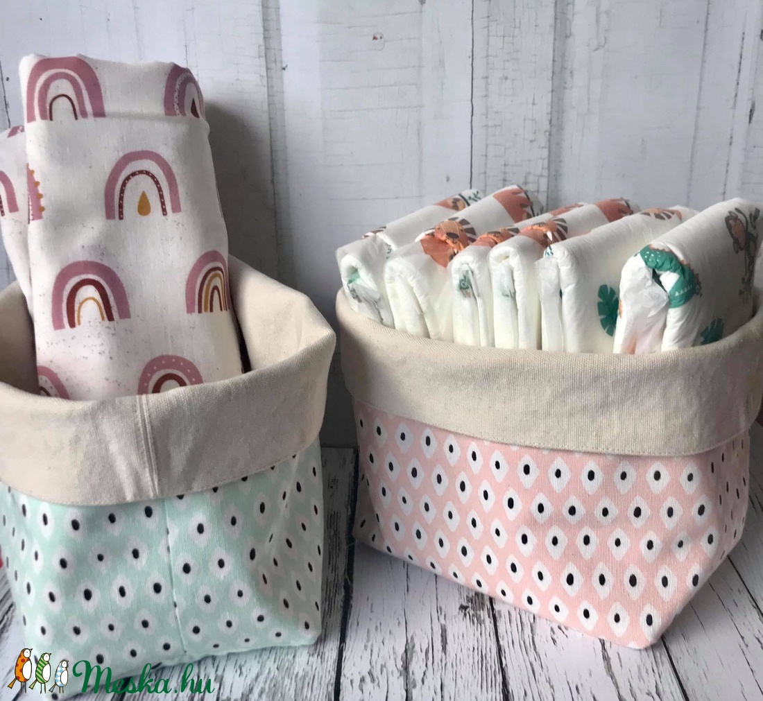 Menta Textil tárolókosár - otthon & életmód - tárolás & rendszerezés - Meska.hu